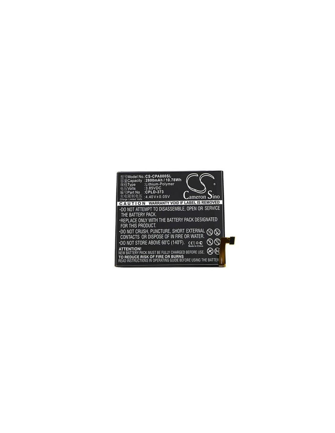 Battery for Coolpad A8, A8-930 3.9V, 2800mAh - 10.92Wh