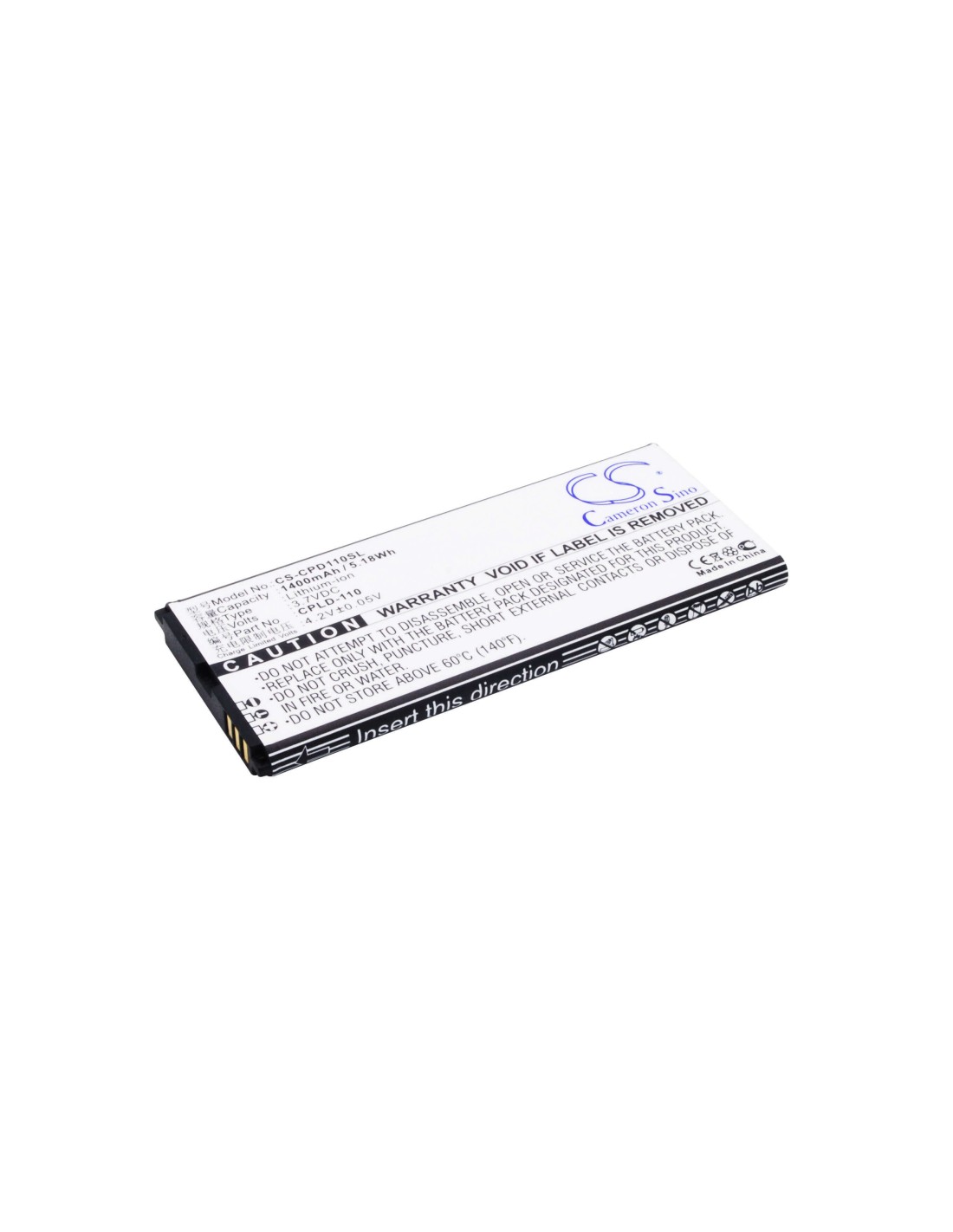 Battery for Coolpad 8076D, 5217, 8076 3.7V, 1400mAh - 5.18Wh