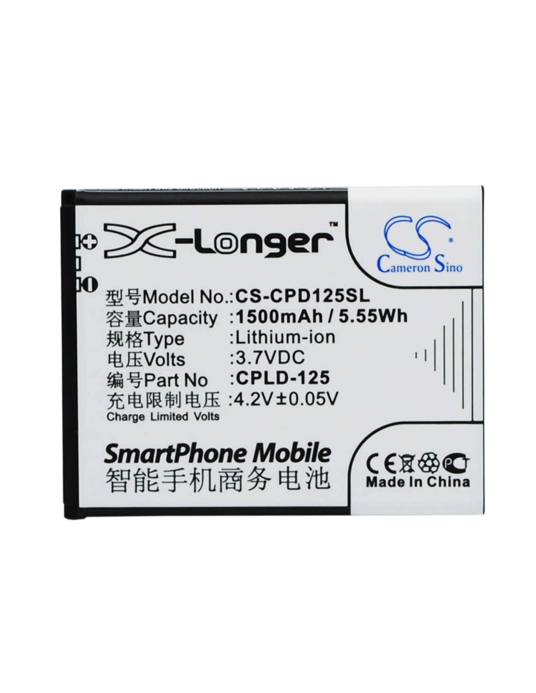 Battery for Coolpad 8017-T00 3.7V, 1500mAh - 5.55Wh