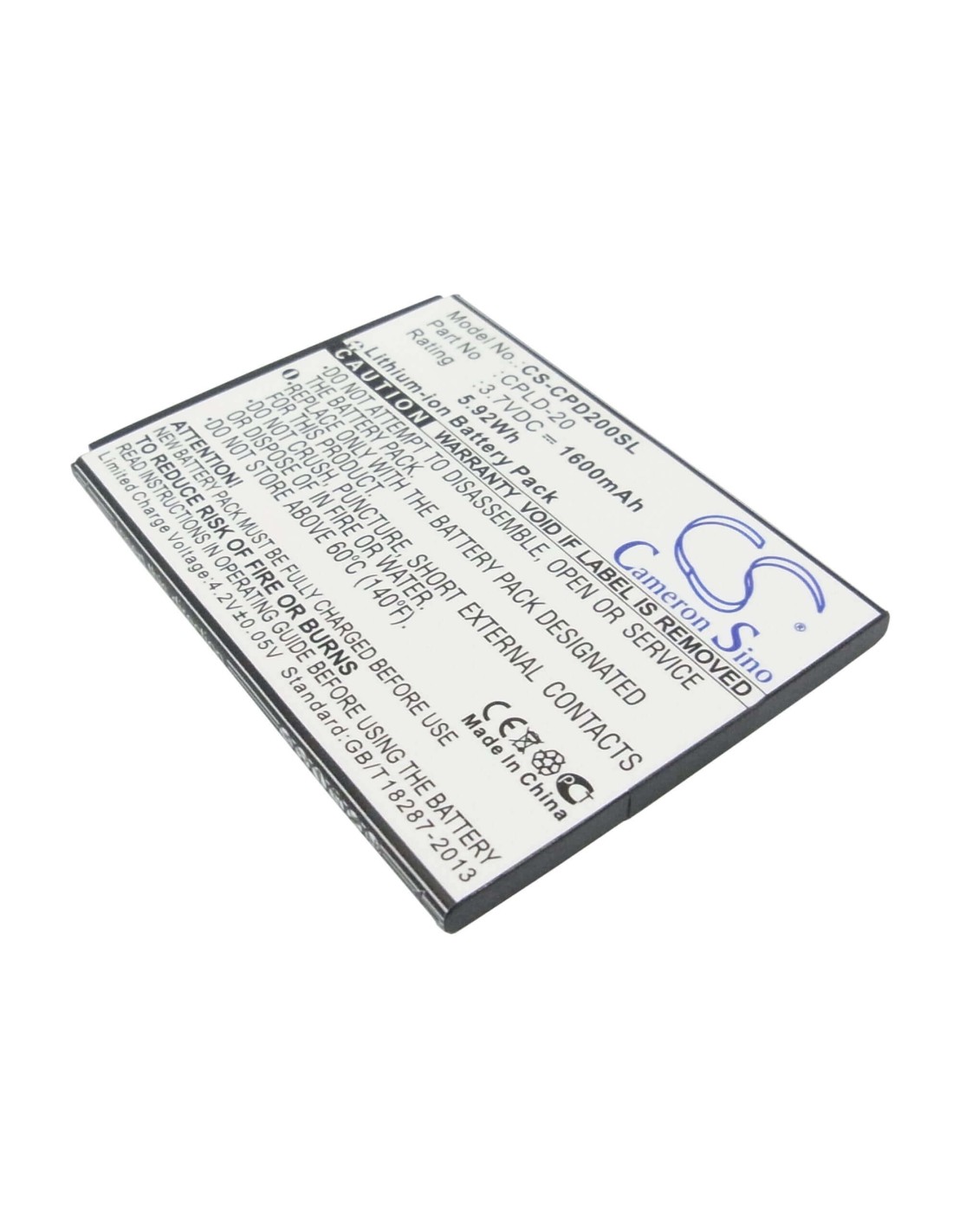 Battery for Coolpad 8730, 8736, 8920 3.7V, 1600mAh - 5.92Wh