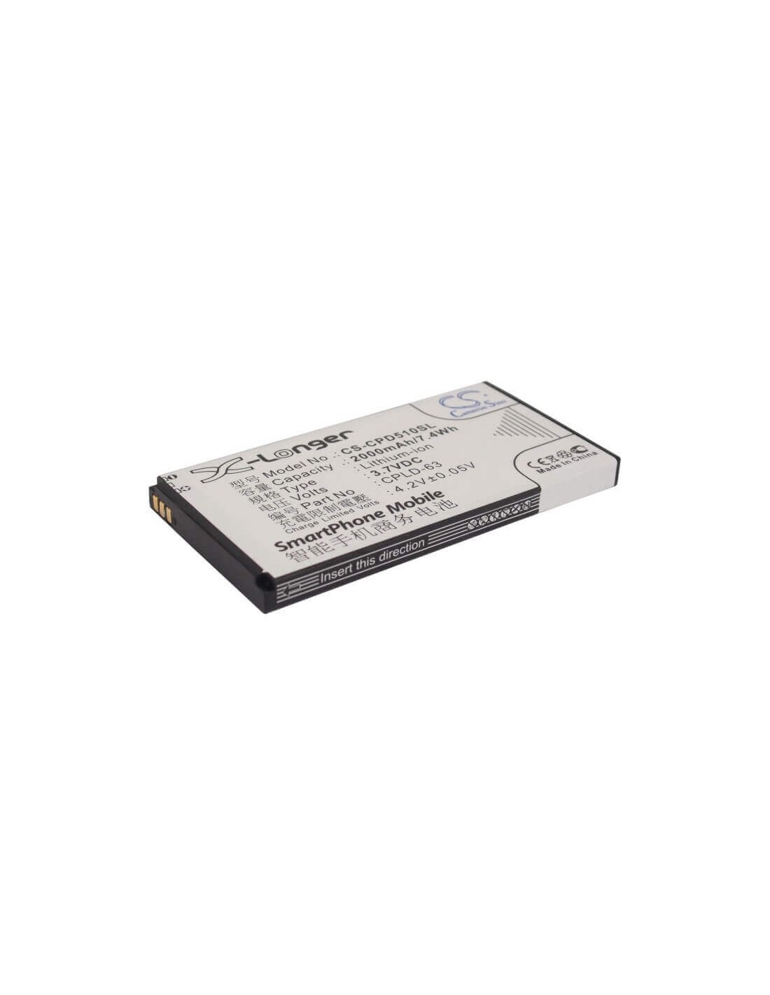 Battery for Coolpad D508, D510, 2168 3.7V, 2000mAh - 7.40Wh
