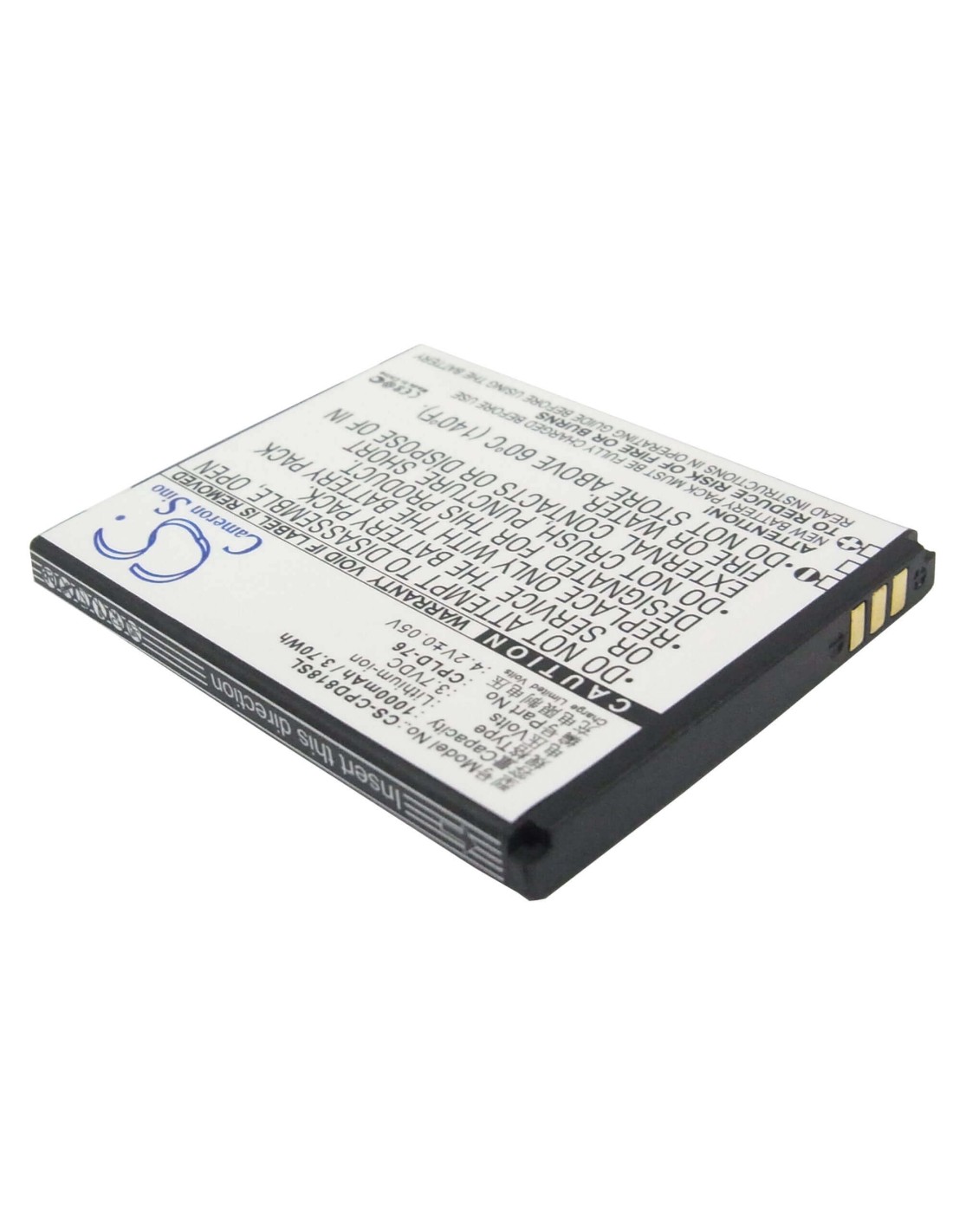 Battery for Coolpad 5860+, 8180, 5216 3.7V, 1000mAh - 3.70Wh