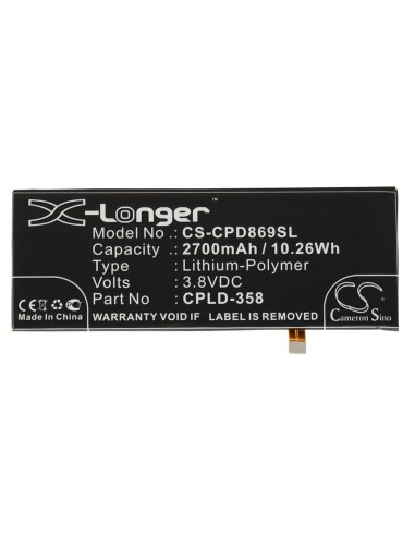 Battery for Coolpad X7, 8690, 8690-T00 3.8V, 2700mAh - 10.26Wh