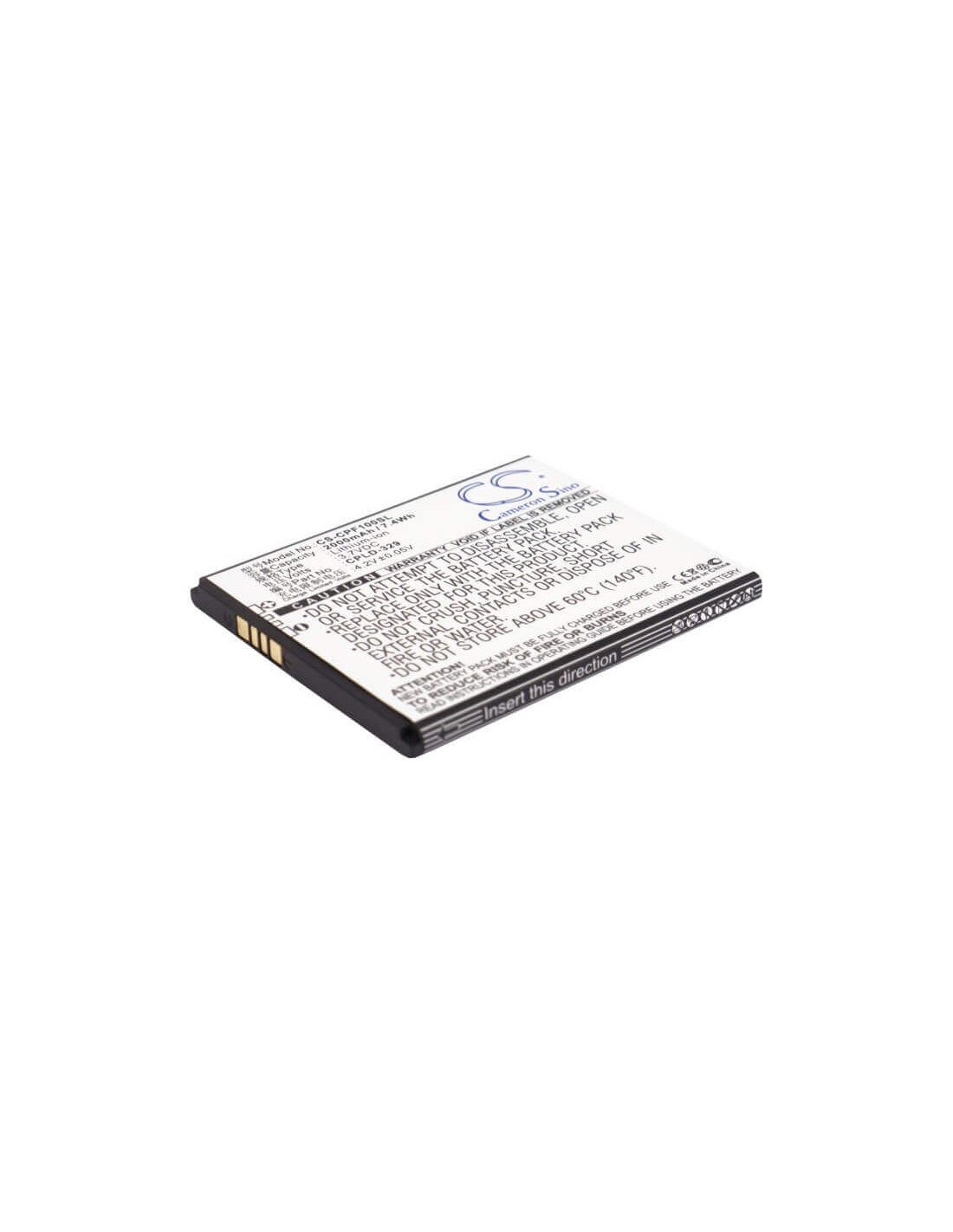 Battery for Coolpad 8297, F1, 8297W 3.7V, 2000mAh - 7.40Wh
