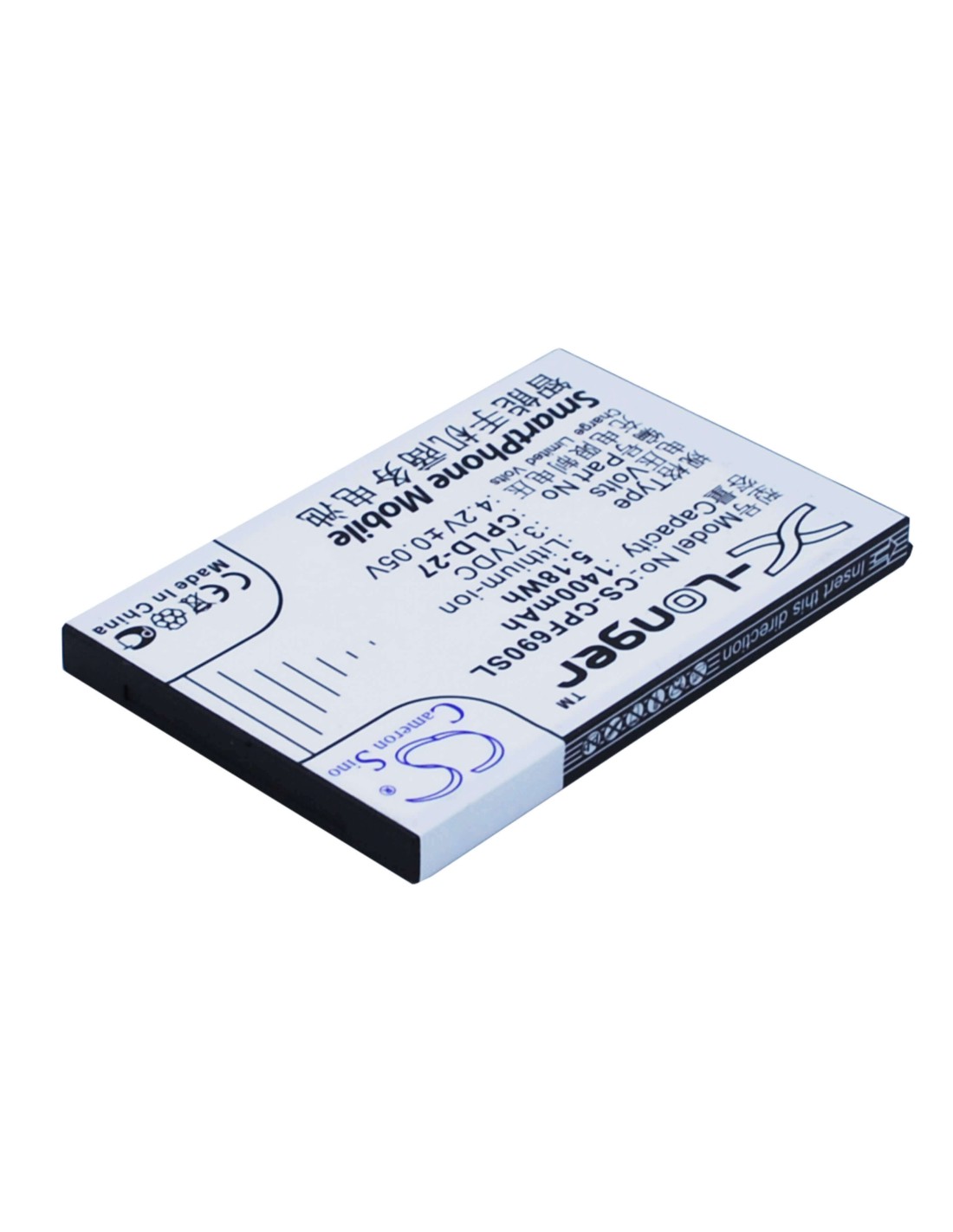 Battery for Coolpad 6268, 6168, F69 3.7V, 1400mAh - 5.18Wh