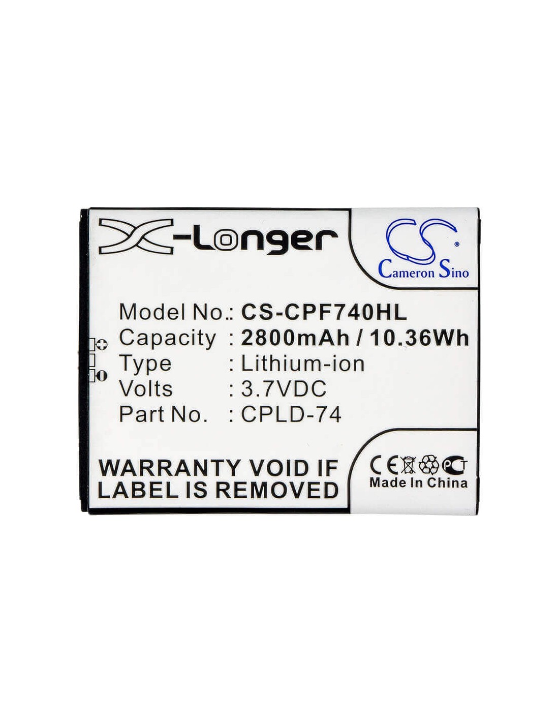 Battery for Coolpad 5860, 5860e 3.7V, 2800mAh - 10.36Wh