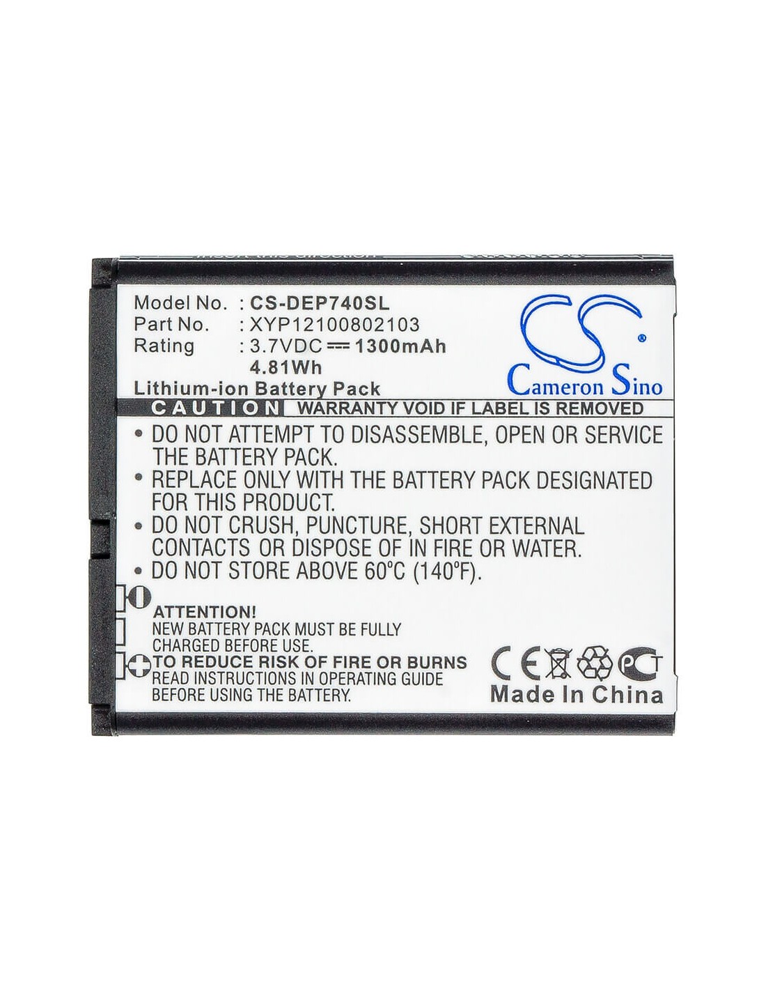 Battery for Doro PhoneEasy 740, PhoneEasy 740GSM, PhoneEasy 745 3.7V, 1300mAh - 4.81Wh