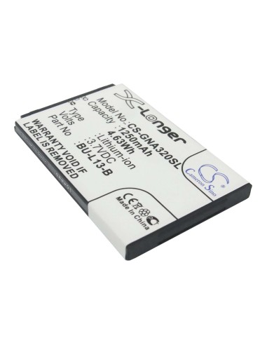 Battery for GIONEE A320, A350, W360 3.7V, 1250mAh - 4.63Wh