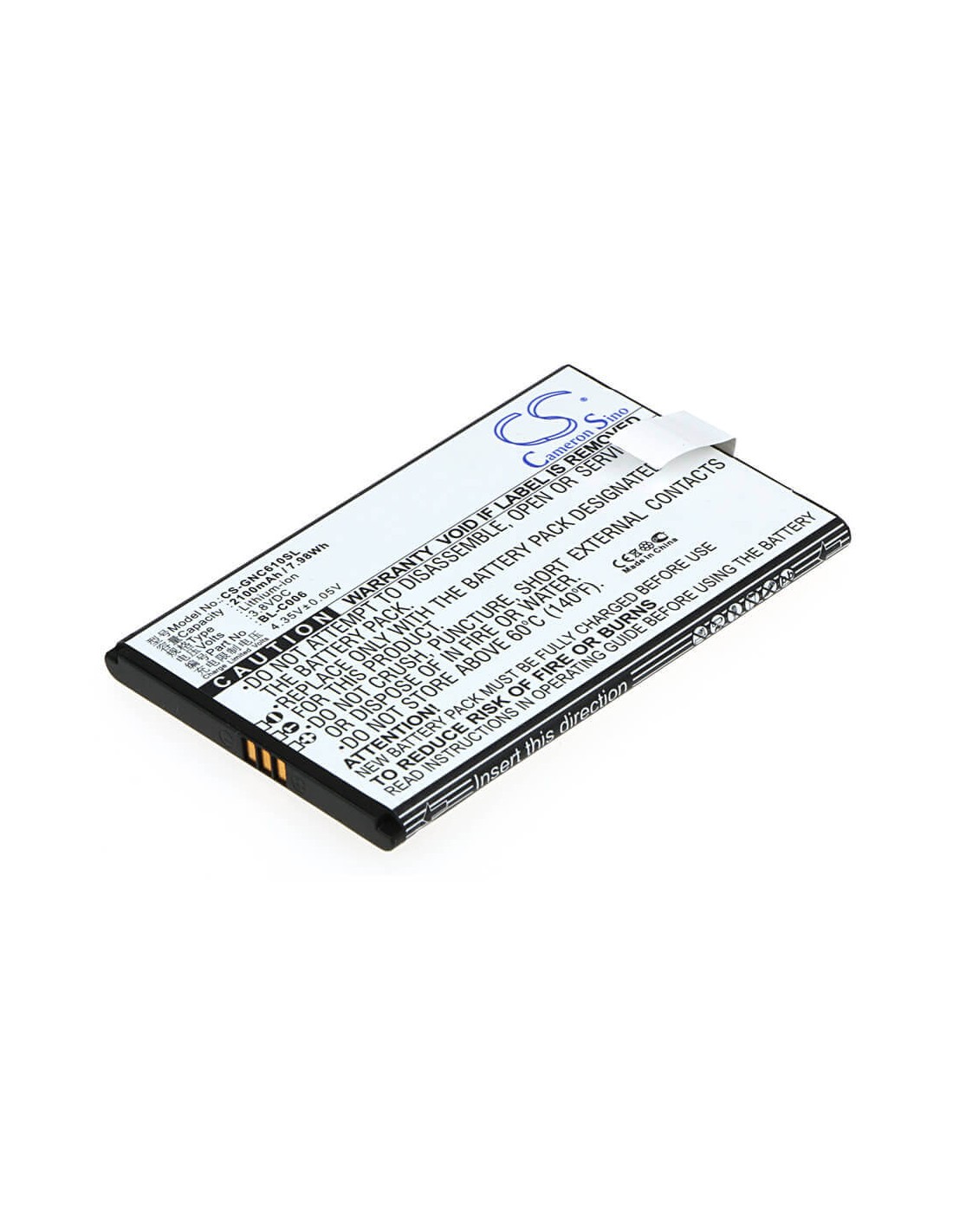 Battery for GIONEE C610 3.8V, 2100mAh - 7.98Wh
