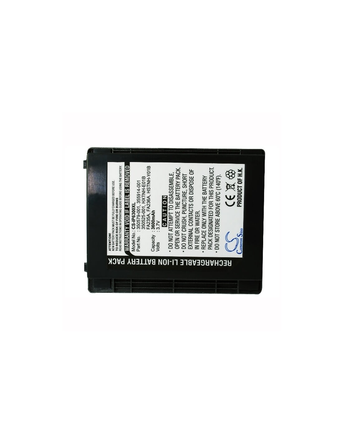 Battery for HP iPAQ h6300, iPAQ h6310, iPAQ h6315 3.7V, 3600mAh - 13.32Wh