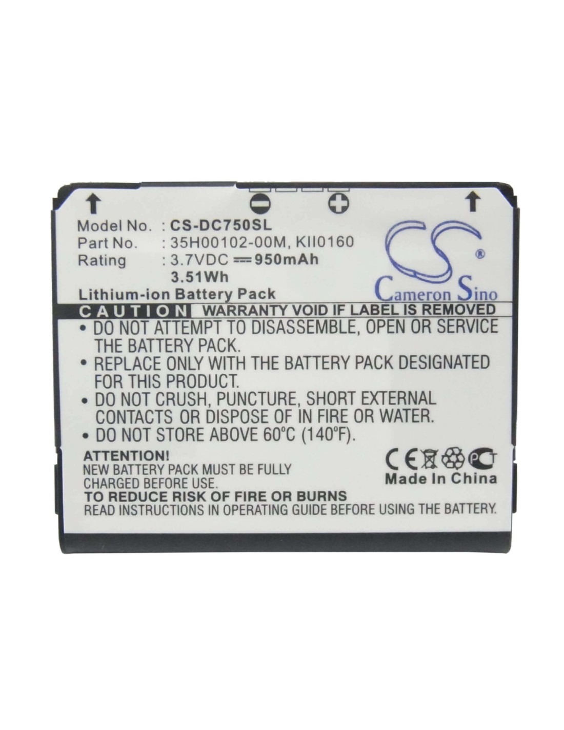 Battery for HTC Kii 100, Juno, Phoebus 3.7V, 950mAh - 3.52Wh