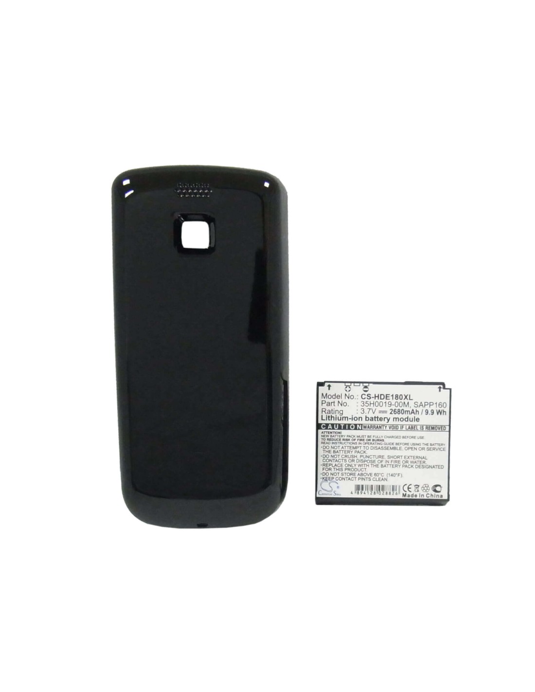 Battery for HTC Magic, A6161, Sapphire, black back cover 3.7V, 2680mAh - 9.92Wh