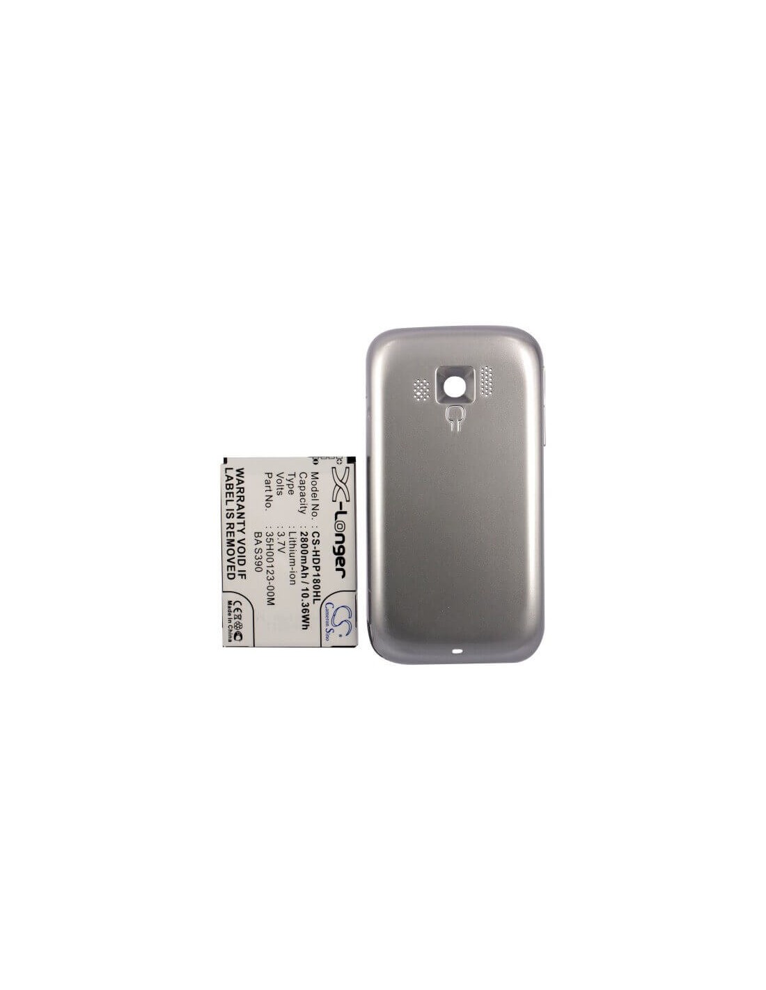 Battery for HTC Touch Pro 2, Touch Pro II, T7373, silver back cover 3.7V, 2800mAh - 10.36Wh