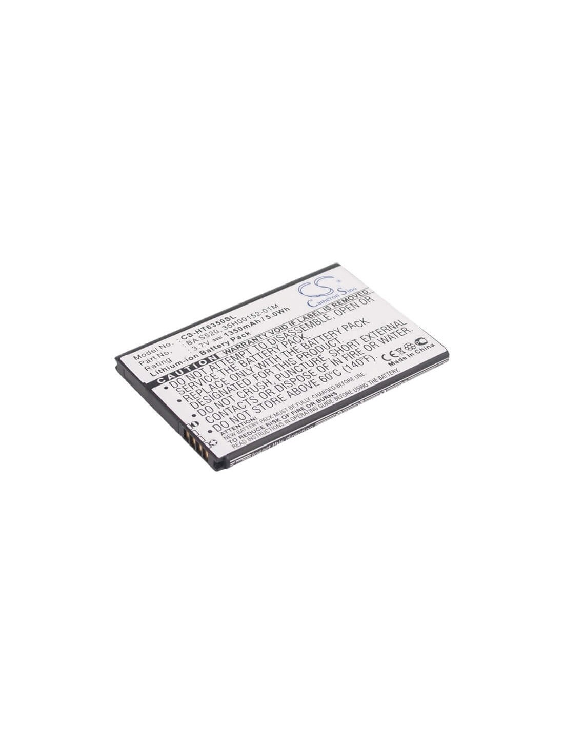 Battery for HTC Droid Incredible 2, Droid Incredible II, ADR6350 3.7V, 1350mAh - 5.00Wh