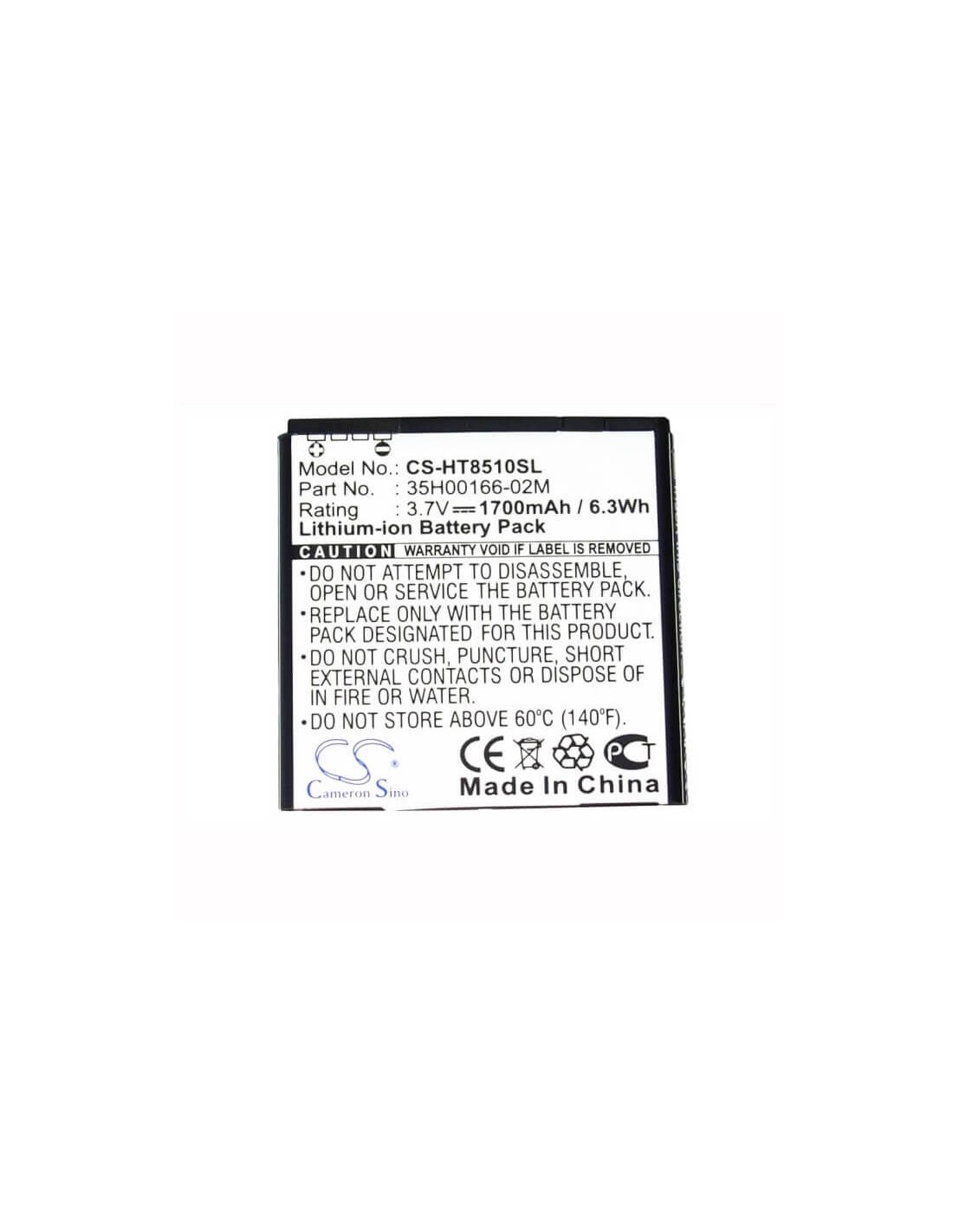 Battery for HTC Amaze 4G, PH85110, Ruby 3.7V, 1700mAh - 6.29Wh