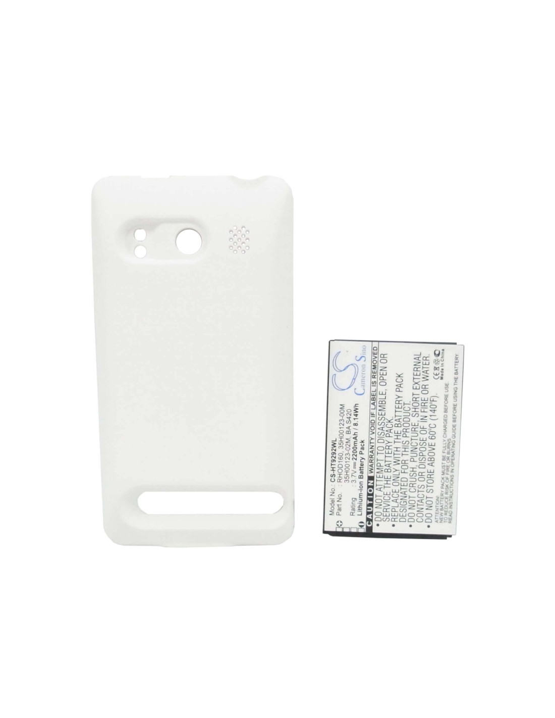 Battery for HTC EVO 4G, A9292, Supersonic, white back cover 3.7V, 2200mAh - 8.14Wh