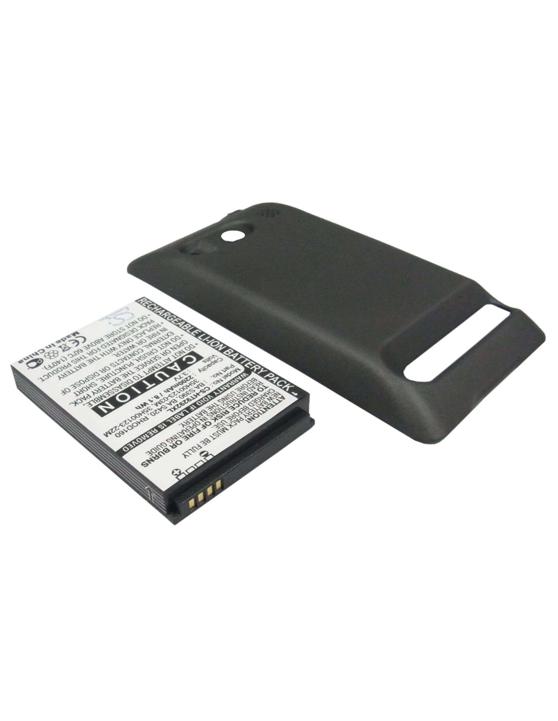 Battery for HTC EVO 4G, A9292, Supersonic, black back cover 3.7V, 2200mAh - 8.14Wh