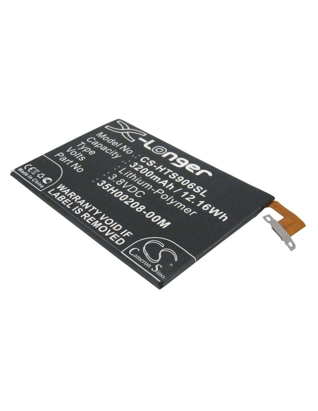 Battery for HTC Butterfly S, DLX PLUS, Butterfly S 9060 3.8V, 3200mAh - 12.16Wh