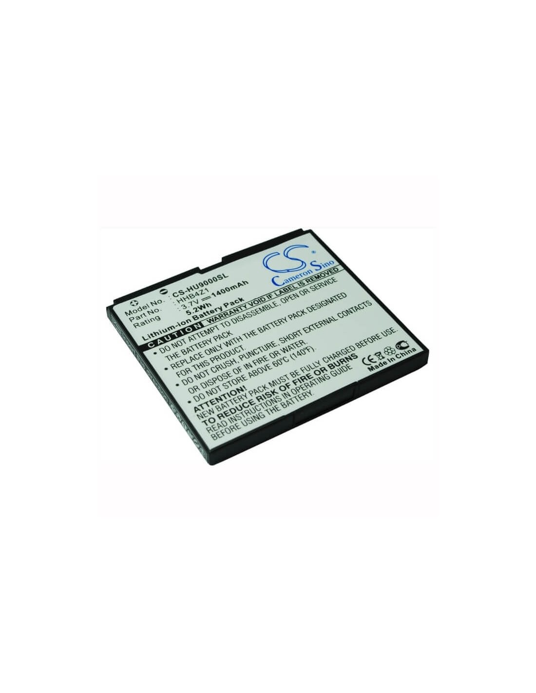 Battery for Huawei ideos X6, ideos U9000, X6 3.7V, 1400mAh - 5.18Wh