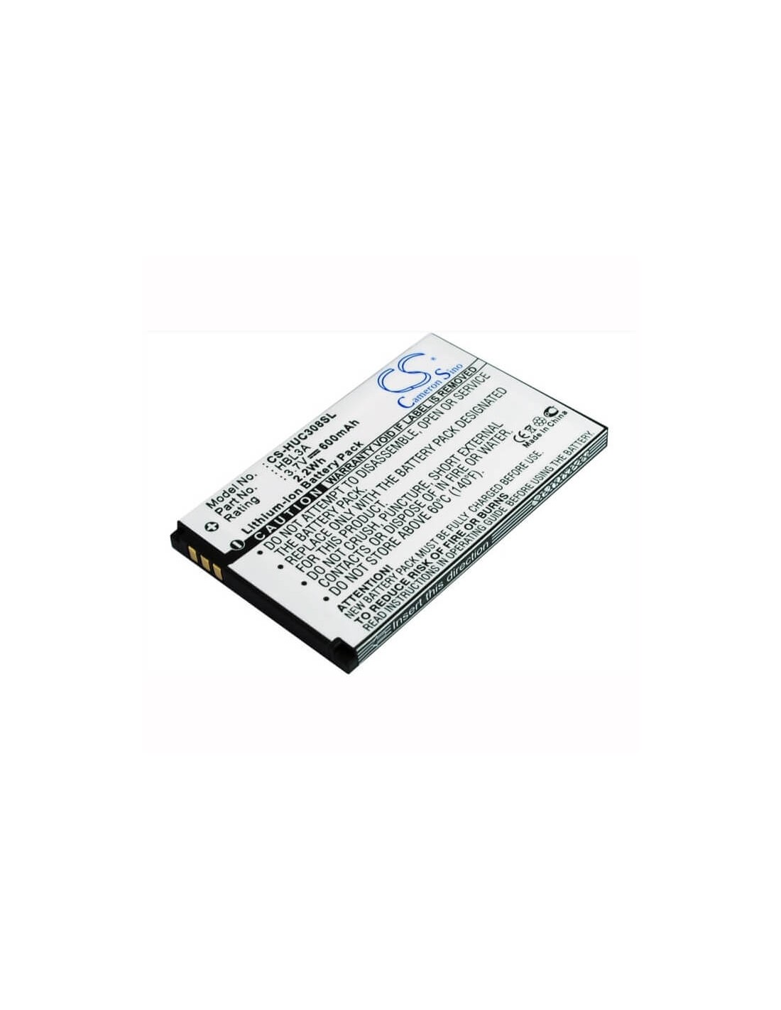 Battery for Huawei C3308, C2801, C2807 3.7V, 600mAh - 2.22Wh
