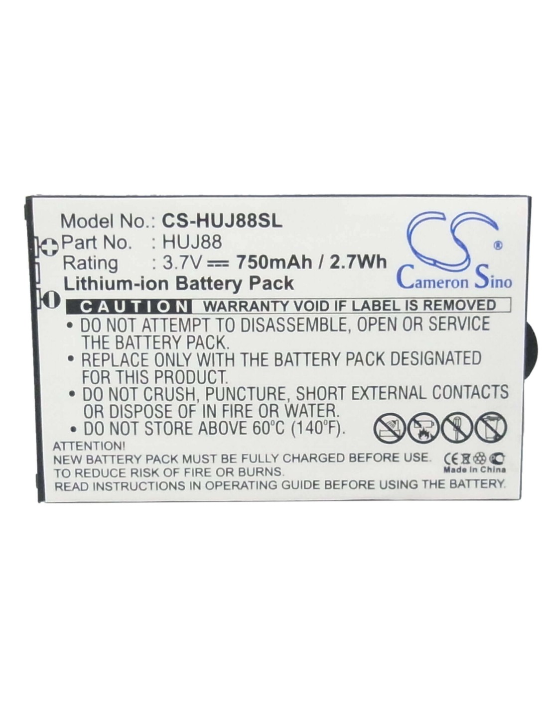 Battery for Huawei EZ Cricket J88, Cricket J88B 3.7V, 750mAh - 2.78Wh