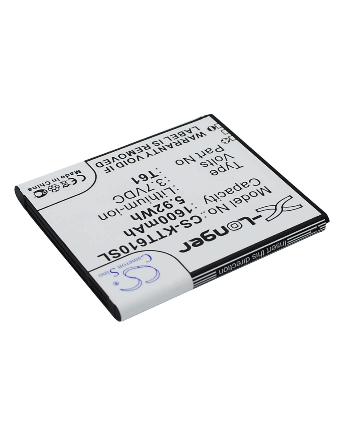 Battery for K-Touch T61 3.7V, 1600mAh - 5.92Wh
