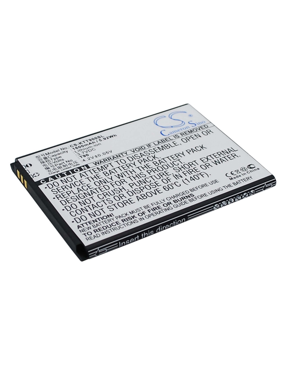 Battery for K-Touch T90 3.7V, 1600mAh - 5.92Wh