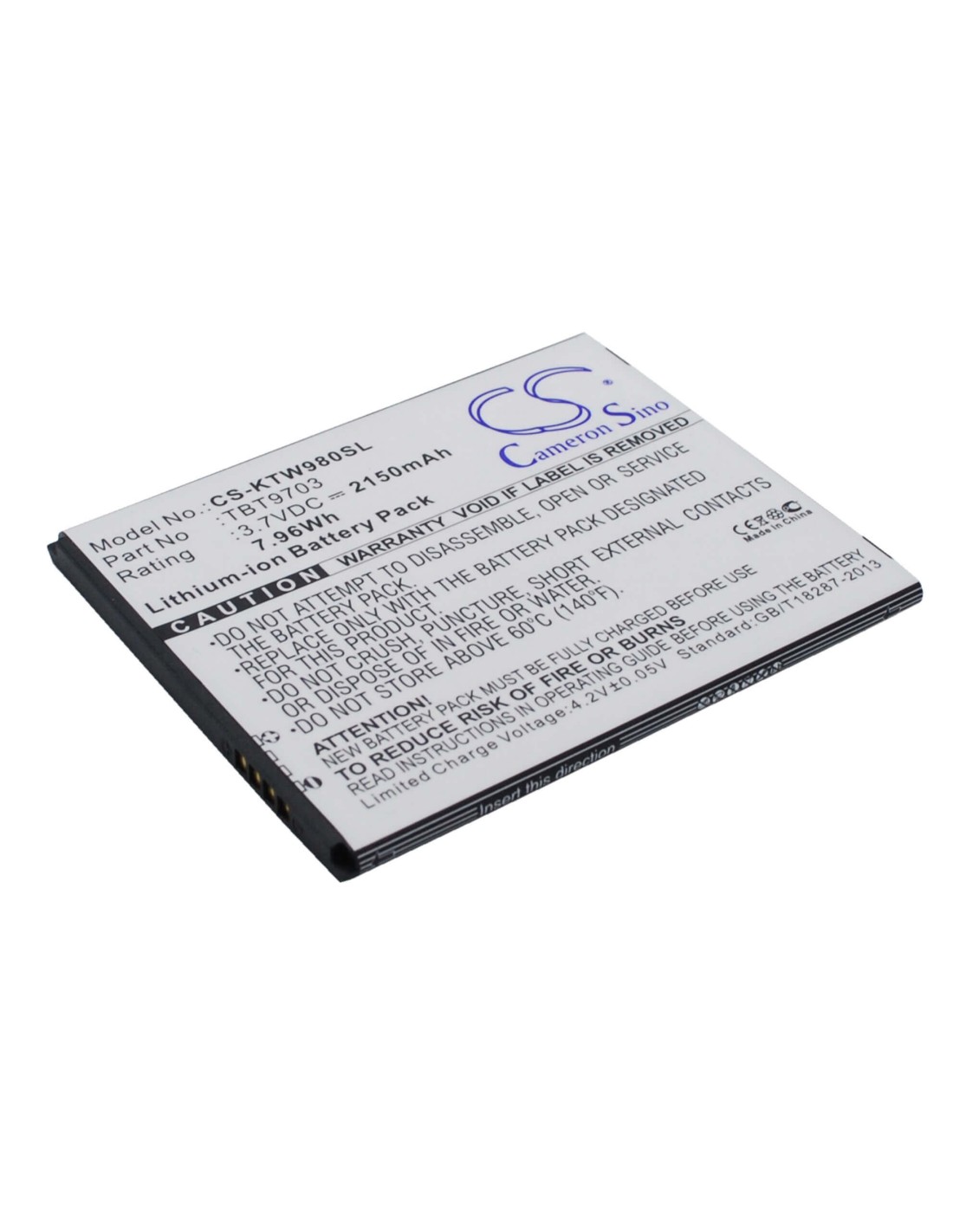 Battery for K-Touch W98, KIS 3, KIS 3W 3.7V, 2150mAh - 7.96Wh