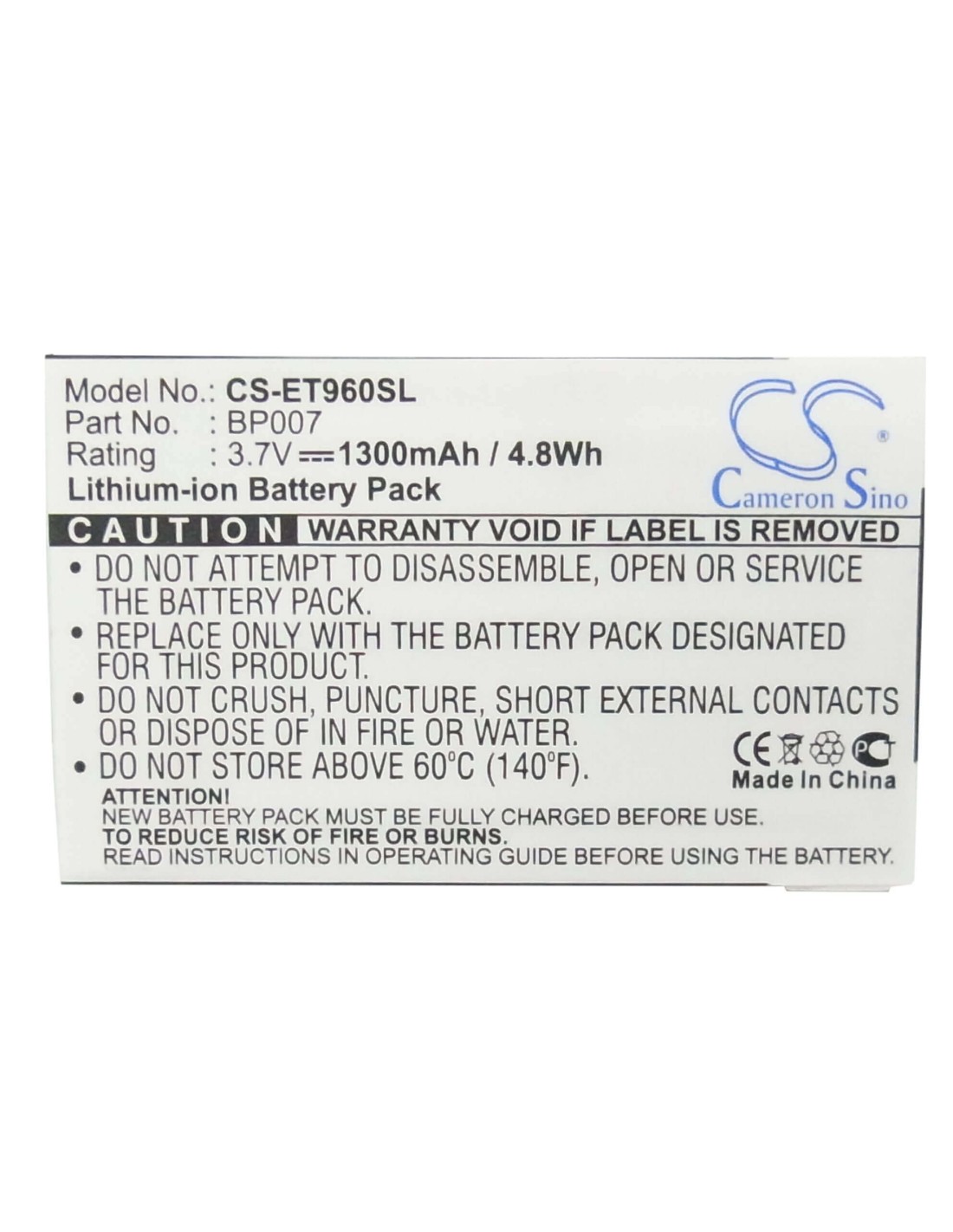 Battery for LENOVO ET960 3.7V, 1300mAh - 4.81Wh