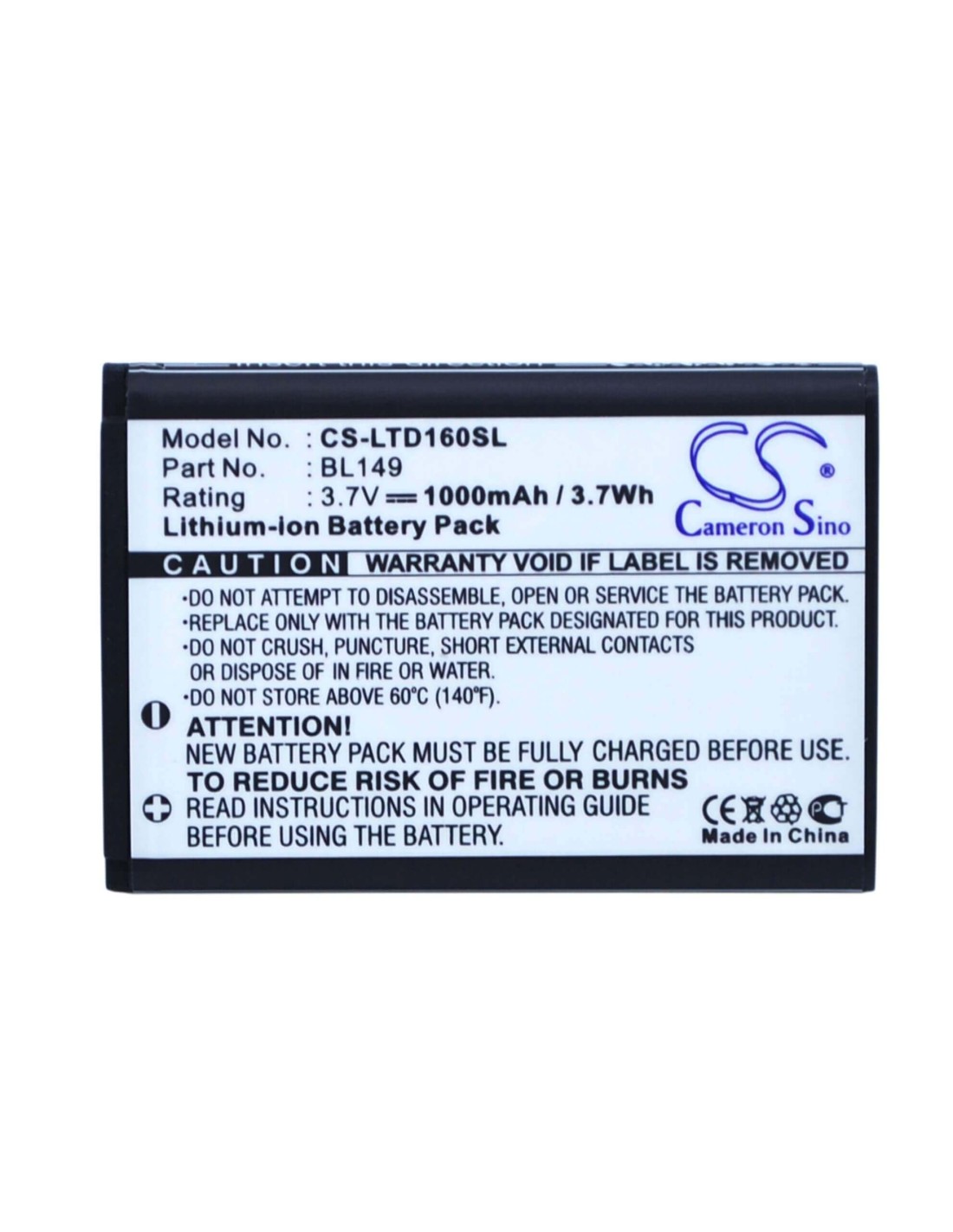 Battery for Lenovo TD16 3.7V, 1000mAh - 3.70Wh