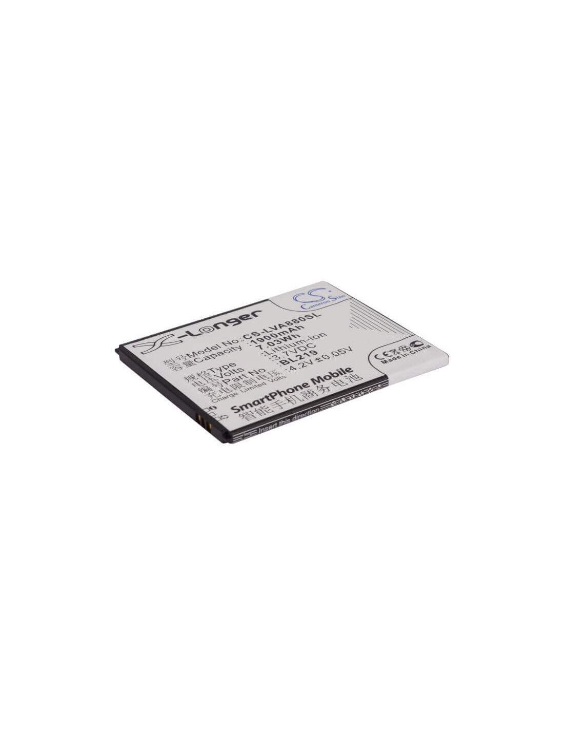 Battery for Lenovo A880, A889, A388t 3.7V, 1900mAh - 7.03Wh