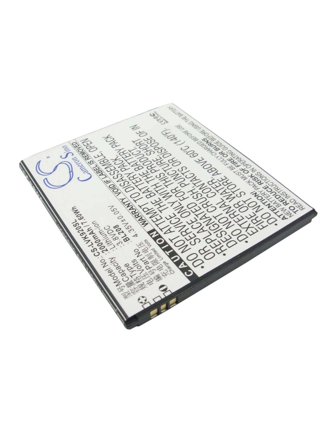 Battery for Lenovo S920 3.8V, 2000mAh - 7.60Wh
