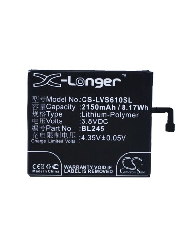Battery for Lenovo S60, S60-t, S60-w 3.8V, 2150mAh - 8.17Wh