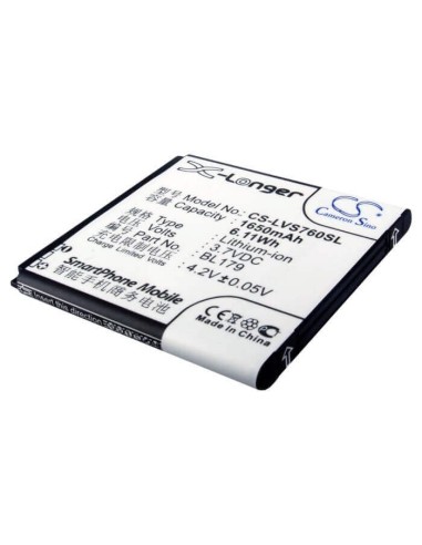 Battery for Lenovo A288t, A690, A698T 3.7V, 1650mAh - 6.11Wh