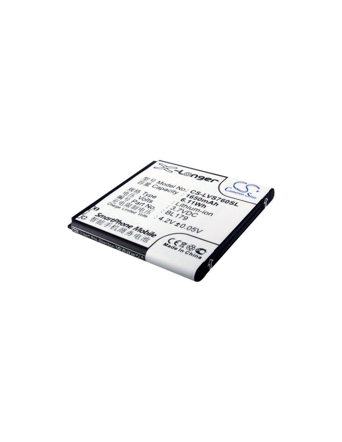 Battery for Lenovo A288t, A690, A698T 3.7V, 1650mAh - 6.11Wh