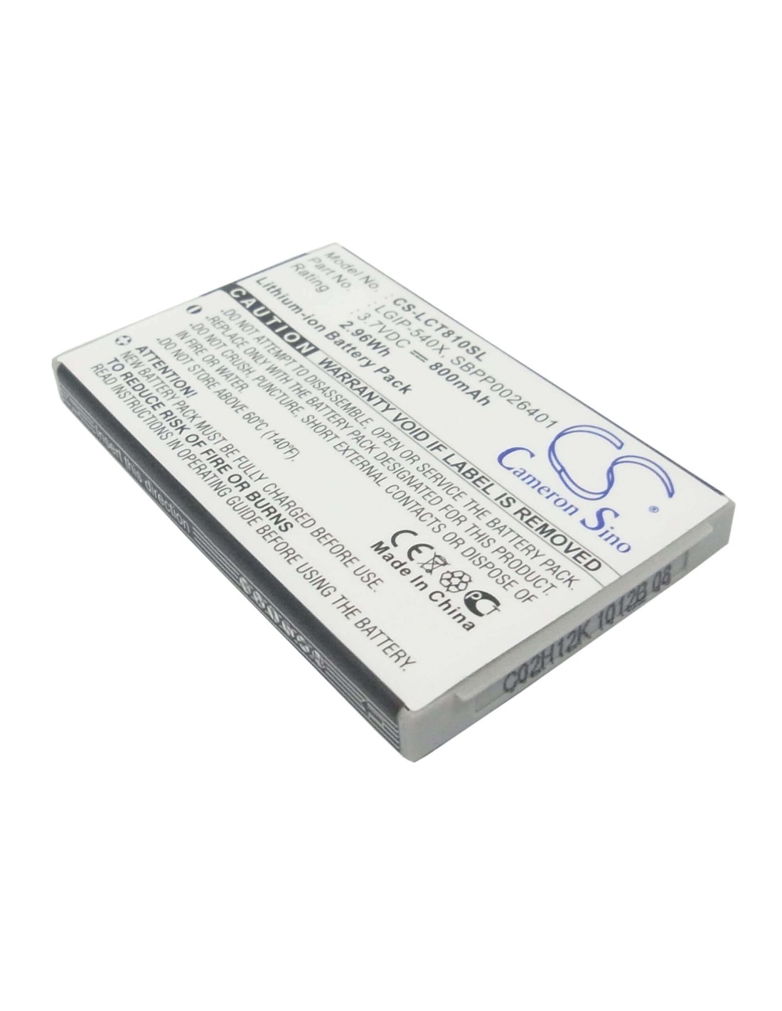 Battery for LG CT810, CT810 Incite, Incite 3.7V, 800mAh - 2.96Wh