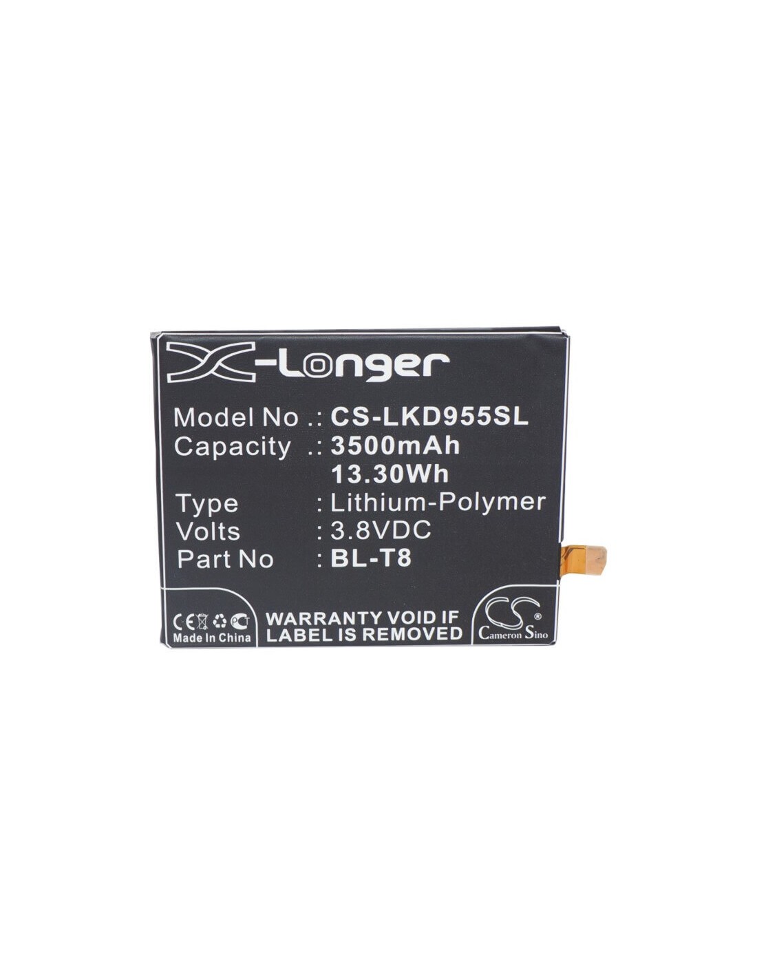 Battery for LG LS995, Chameleon, D950 3.8V, 3500mAh - 13.30Wh
