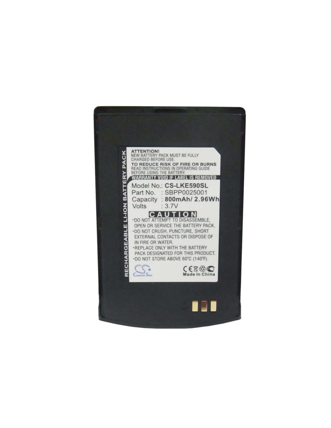 Battery for LG KE590 3.7V, 800mAh - 2.96Wh