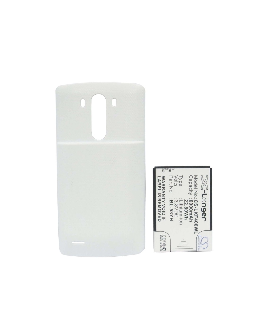 Battery for LG G3, D855, D855 LTE, white back cover 3.8V, 6000mAh - 22.80Wh