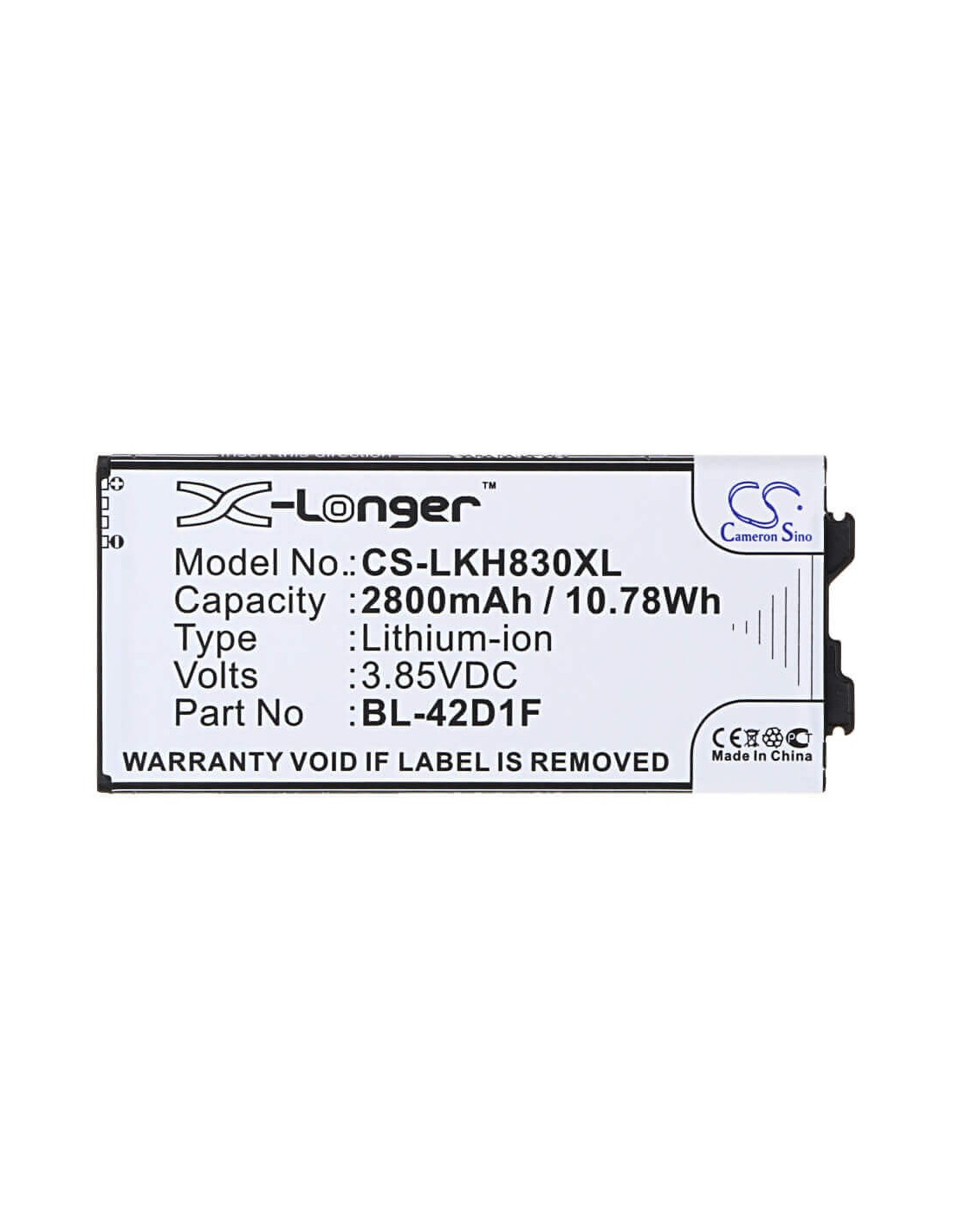 Battery for LG G5, H830, G5 Lite 3.85V, 2800mAh - 10.78Wh