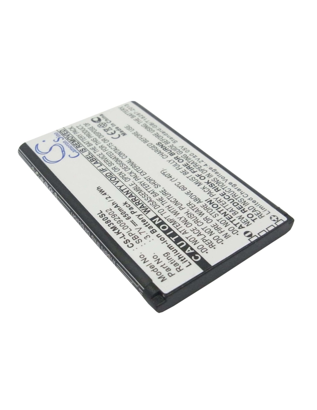 Battery for LG KM380, KT520, KF300 3.7V, 650mAh - 2.41Wh