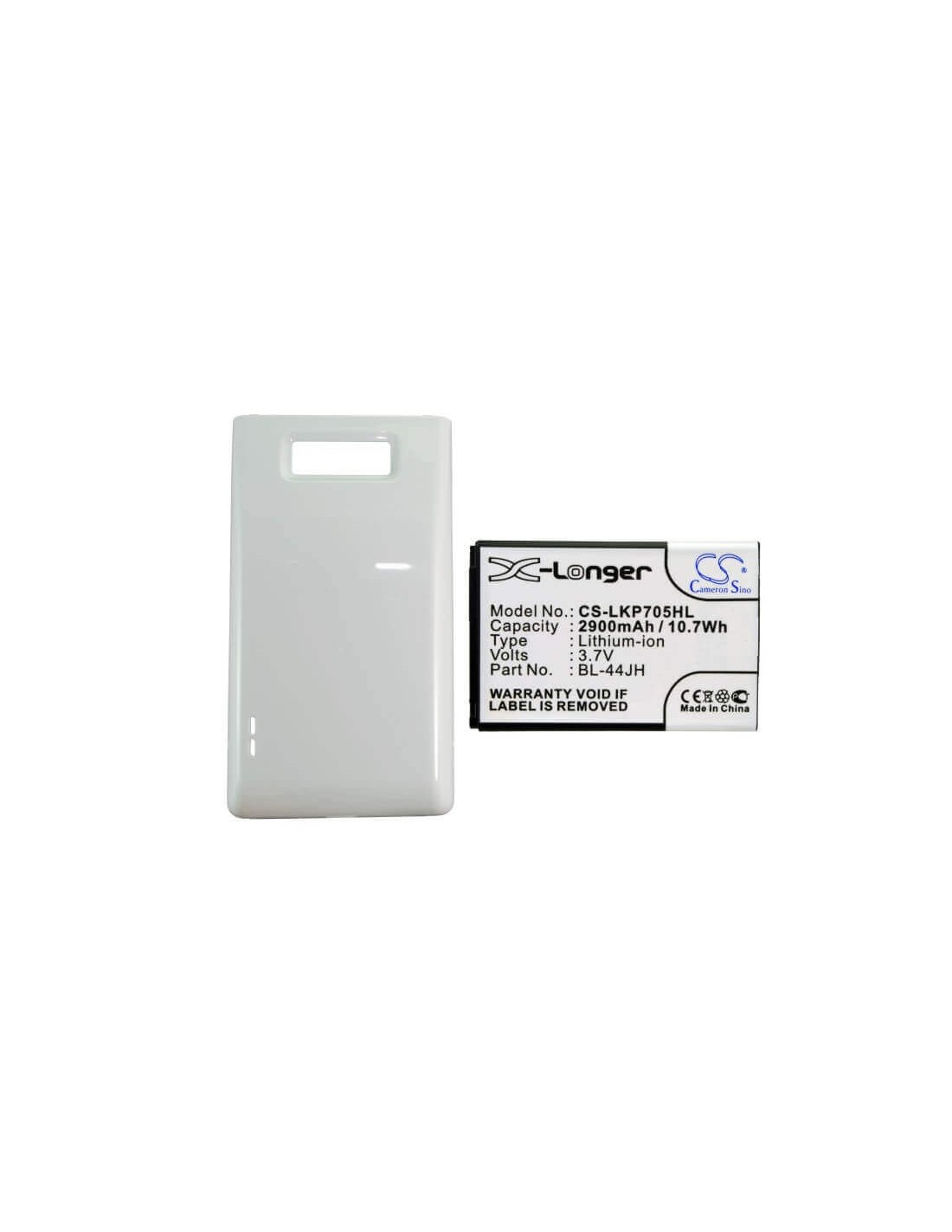 Battery for LG Optimus P705, Optimus P705g, white cover 3.7V, 2900mAh - 10.73Wh