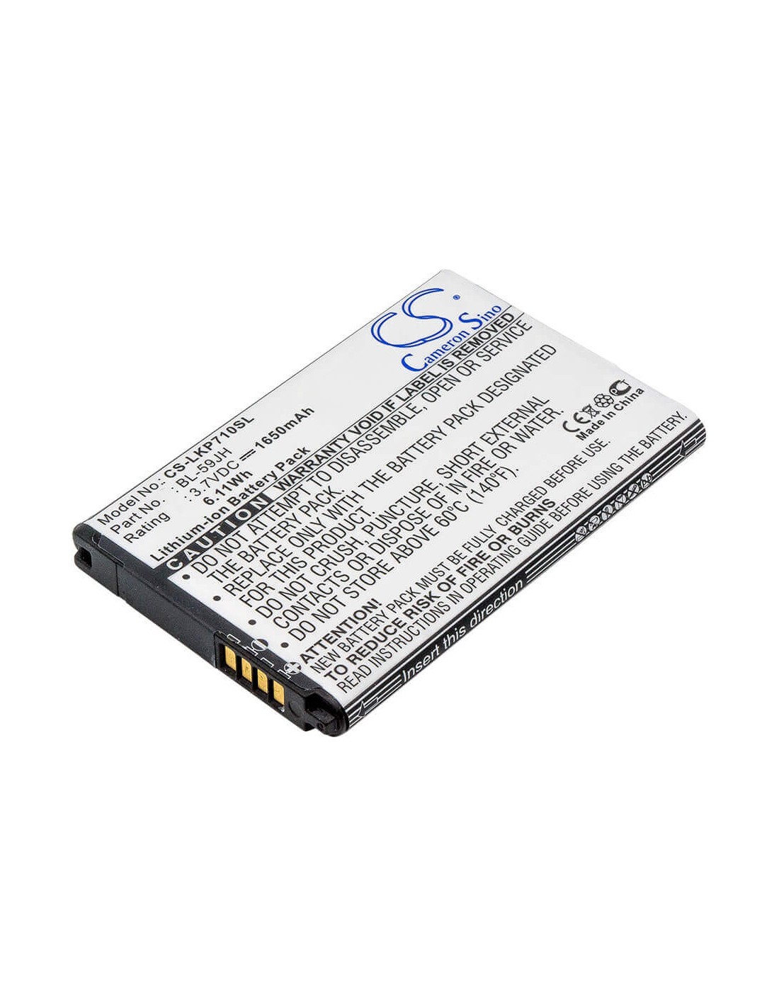 Battery for LG P710, Optimus L7II, P715 3.7V, 1650mAh - 6.11Wh