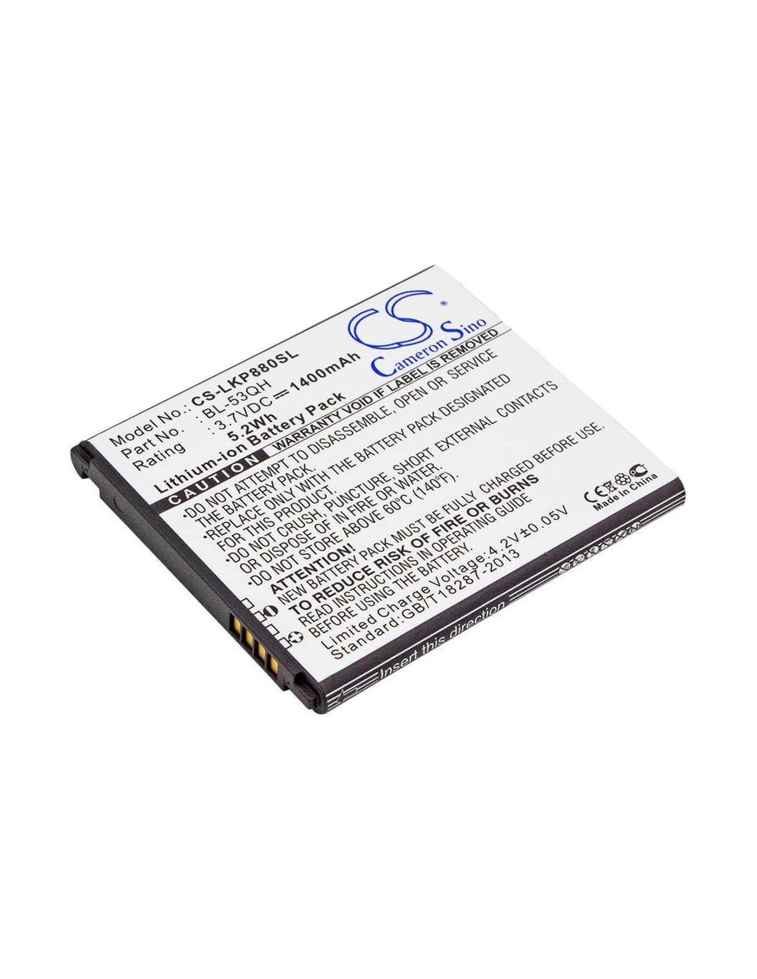 Battery for LG P880, Optimus 4X HD, Optimus LTE II 3.7V, 1400mAh - 5.18Wh