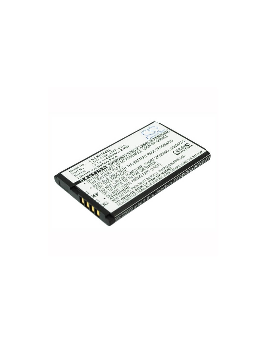 Battery for LG KU380, KP100, CE110 3.7V, 650mAh - 2.41Wh