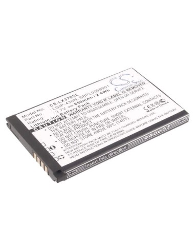 Battery for LG LX370, LX370 Slider, LX290 3.7V, 650mAh - 2.41Wh