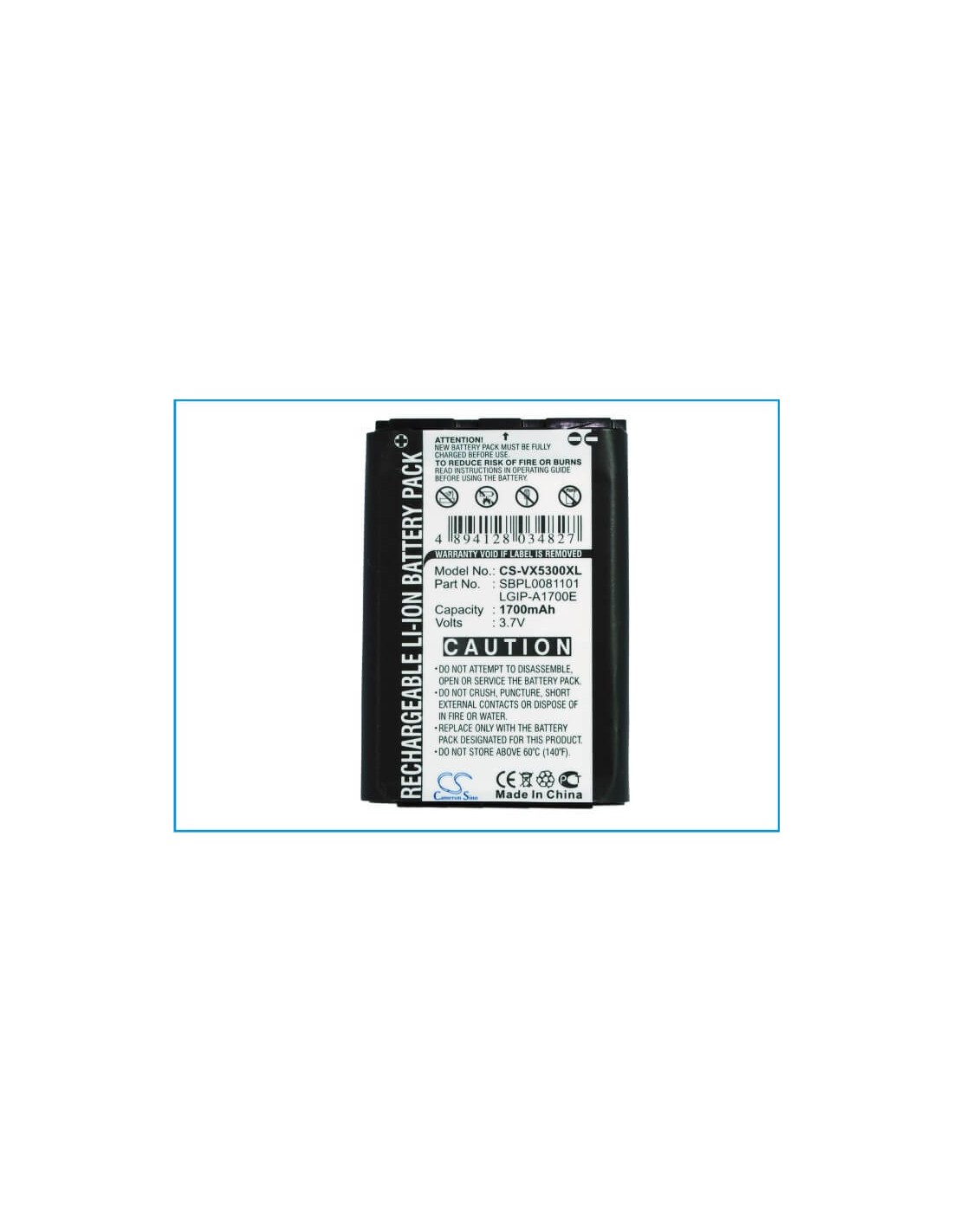 Battery for LG VX5300, AX245 3.7V, 1700mAh - 6.29Wh