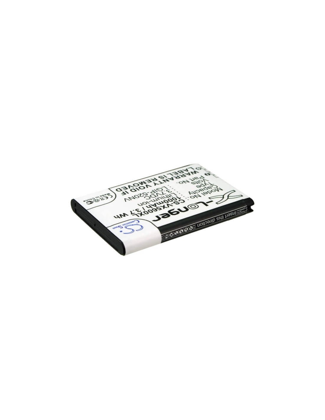 Battery for LG VN270 Cosmos Touch, Cosmos Touch VN270, VN270 3.7V, 1000mAh - 3.70Wh