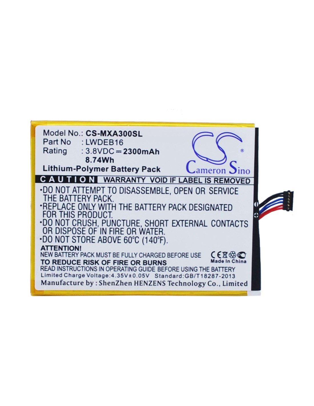 Battery for Micromax Canvas Gold, A300 3.8V, 2300mAh - 8.74Wh