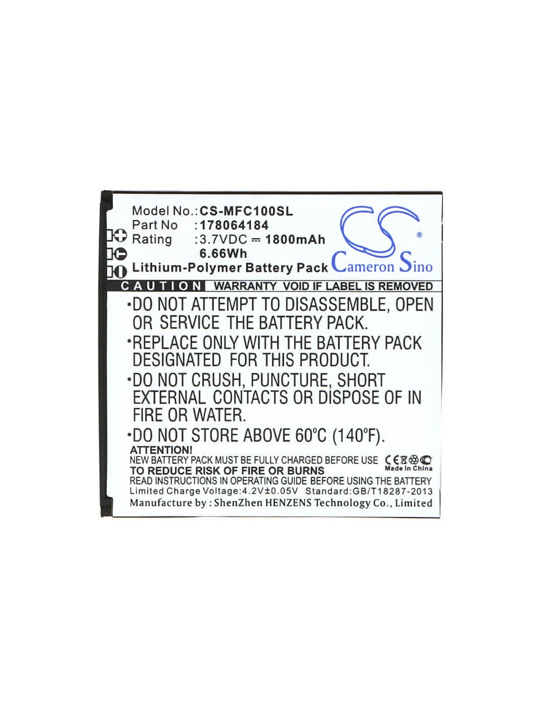 Battery for Mobiwire Cygnus 3.7V, 1800mAh - 6.66Wh